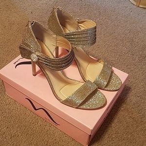 Gold sparkle heels